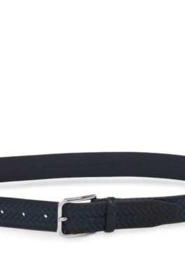 Pin-buckle belt in woven leather by HUGO BOSS