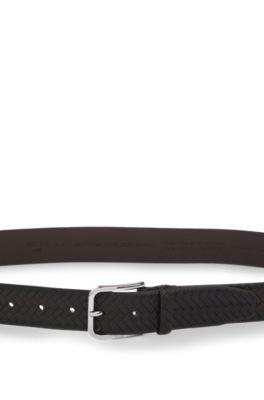 Pin-buckle belt in woven leather by HUGO BOSS