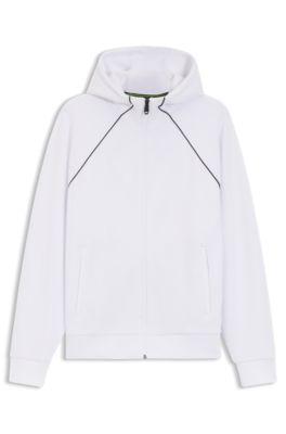 Piping-detail zip-up hoodie in a cotton blend by HUGO BOSS