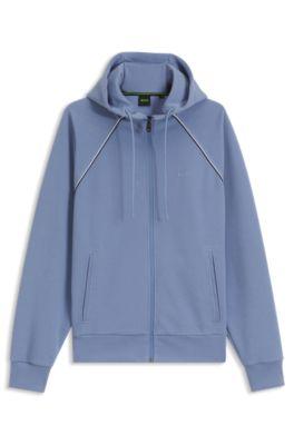 Piping-detail zip-up hoodie in a cotton blend by HUGO BOSS