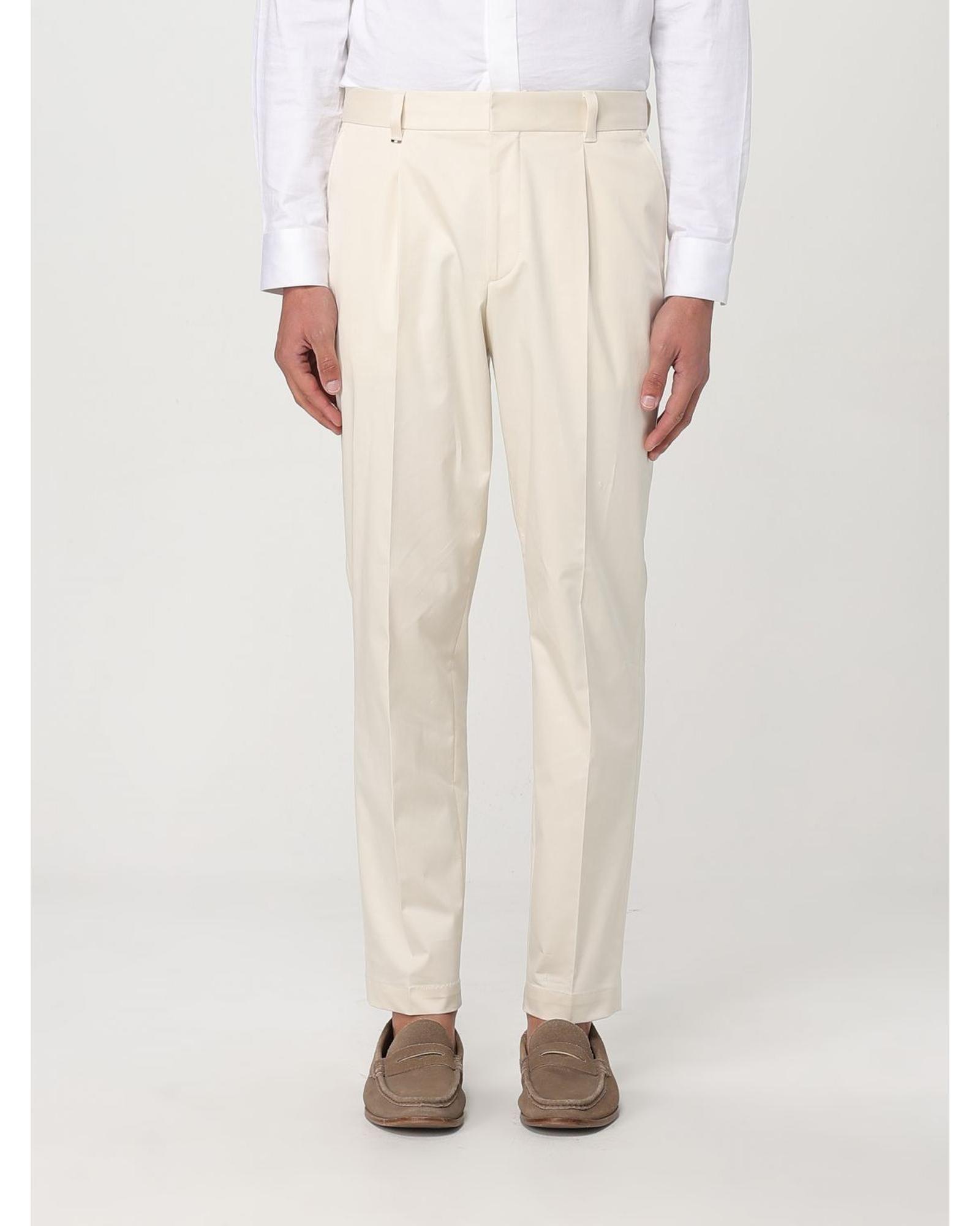 Pleated Cotton Dress Pants  - White by HUGO BOSS