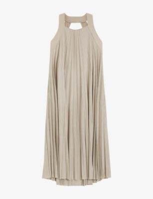 Pleated Halterneck Stretch-Jersey Midi Dress by HUGO BOSS