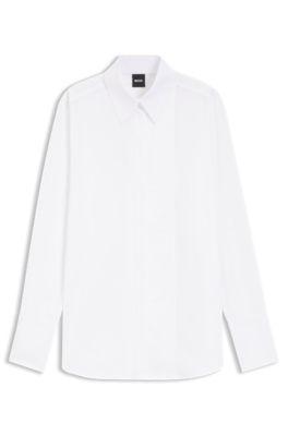 Pleated-front shirt in cotton by HUGO BOSS