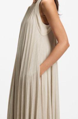 Pliss&eacute;-pleat dress with halterneck by HUGO BOSS