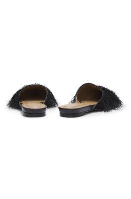 Pointed-toe mules with frayed trim by HUGO BOSS