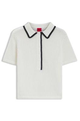 Pointelle-cotton sweater with scallop trim by HUGO BOSS