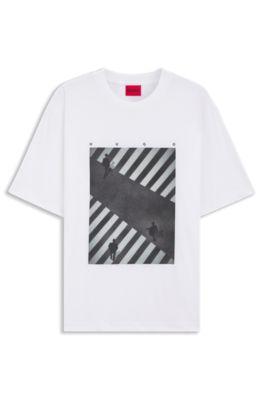 Printed-artwork T-shirt in cotton jersey by HUGO BOSS