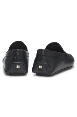 Printed-leather moccasins with driver sole by HUGO BOSS