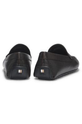 Printed-leather moccasins with driver sole by HUGO BOSS