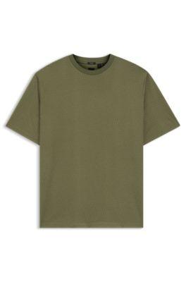 Printed-monogram T-shirt in mercerised cotton by HUGO BOSS