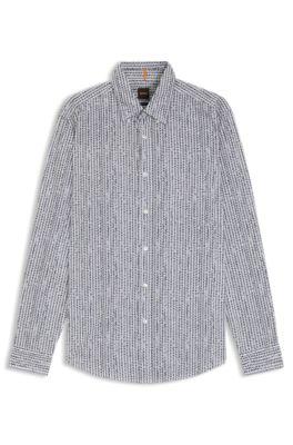 Printed regular-fit shirt in cotton poplin by HUGO BOSS