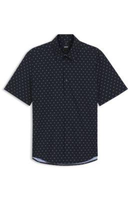 Printed regular-fit shirt in performance-stretch jersey by HUGO BOSS