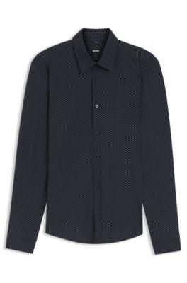 Printed regular-fit shirt in performance-stretch jersey by HUGO BOSS