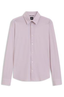 Printed regular-fit shirt in performance-stretch jersey by HUGO BOSS