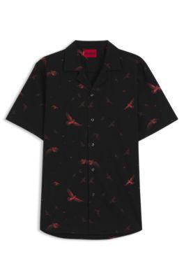 Printed relaxed-fit shirt in cotton poplin by HUGO BOSS