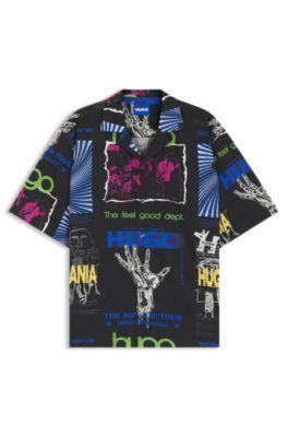 Printed relaxed-fit shirt in cotton poplin by HUGO BOSS