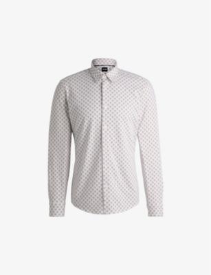Printed slim-fit cotton-blend jersey shirt by HUGO BOSS