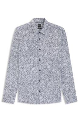 Printed slim-fit shirt in a cotton blend by HUGO BOSS