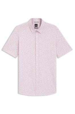 Printed slim-fit shirt in cotton-blend jersey by HUGO BOSS