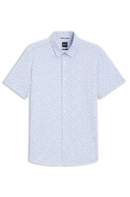 Printed slim-fit shirt in cotton-blend jersey by HUGO BOSS