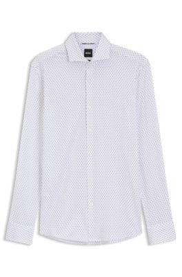 Printed slim-fit shirt in performance-stretch jersey by HUGO BOSS