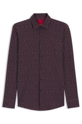 Printed slim-fit shirt in performance-stretch jersey by HUGO BOSS