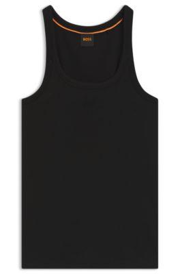 Racer-back tank top in stretch cotton by HUGO BOSS