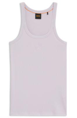 Racer-back tank top in stretch cotton by HUGO BOSS