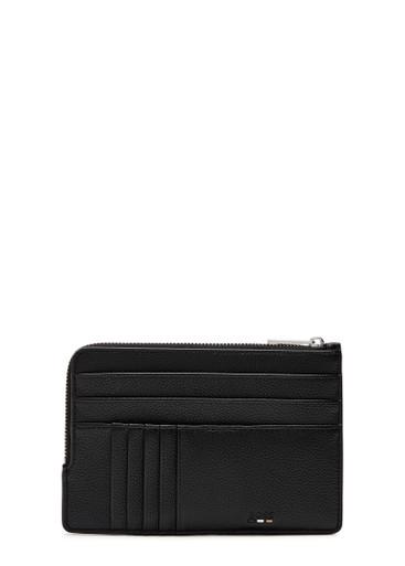 Ray logo grained leather card holder by HUGO BOSS