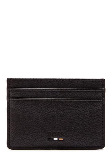 Ray logo grained leather card holder by HUGO BOSS