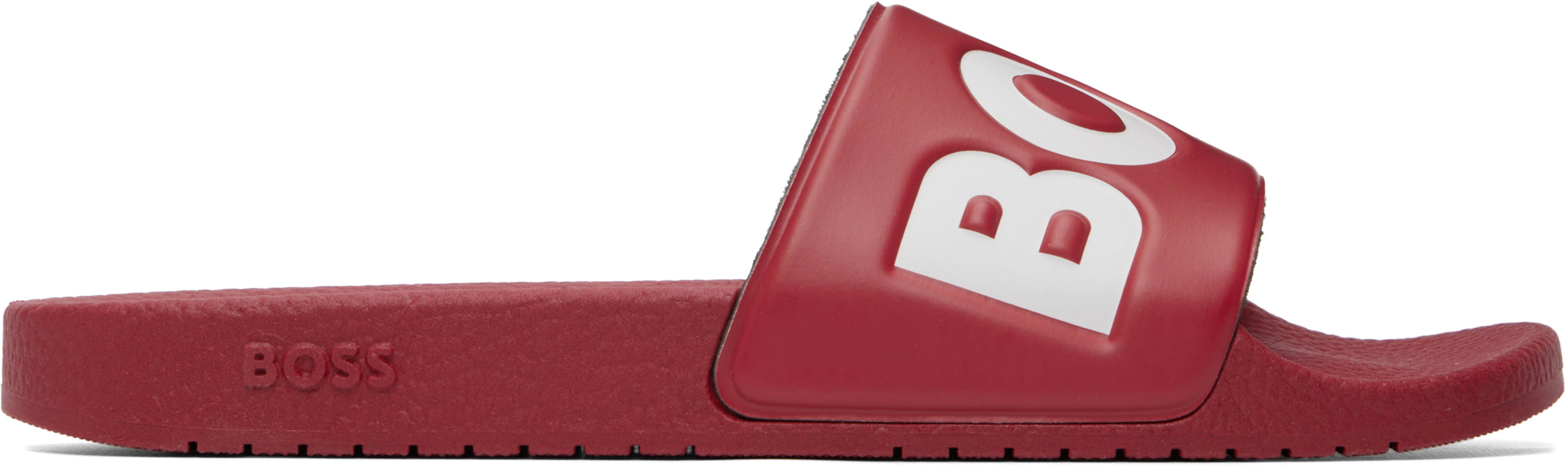 Red Large Logo-Detail Slides by HUGO BOSS