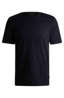 Regular-fit T-shirt in cotton-silk checked jacquard by HUGO BOSS
