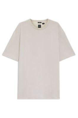 Regular-fit T-shirt in micro-patterned mercerized cotton by HUGO BOSS