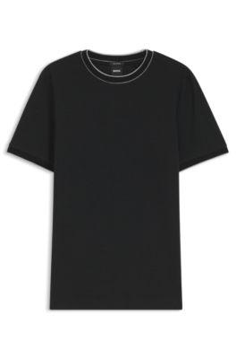 Regular-fit T-shirt in structured cotton with tipping details by HUGO BOSS
