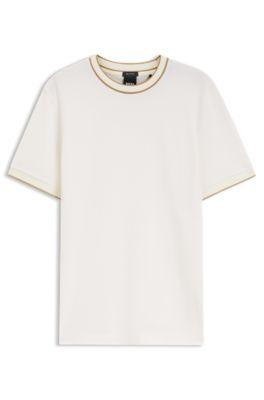 Regular-fit T-shirt in structured cotton with tipping details by HUGO BOSS