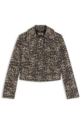Regular-fit blazer in a leopard cotton blend by HUGO BOSS