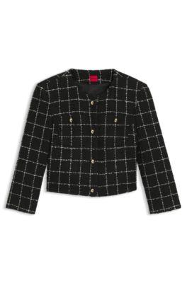 Regular-fit blazer in checked boucl&eacute; by HUGO BOSS