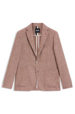 Regular-fit blazer in micro-patterned stretch tweed by HUGO BOSS