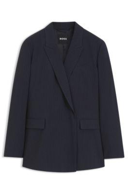 Regular-fit blazer in pinstripe stretch crepe by HUGO BOSS