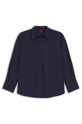 Regular-fit blouse in pinstripe cotton poplin by HUGO BOSS