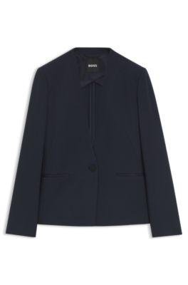 Regular-fit collarless blazer in performance-stretch jersey by HUGO BOSS