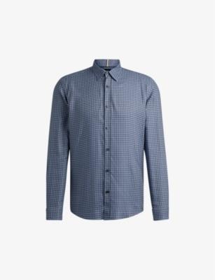 Regular-fit geometric-print chambray shirt by HUGO BOSS