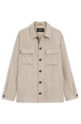 Regular-fit overshirt in virgin wool, silk and linen by HUGO BOSS