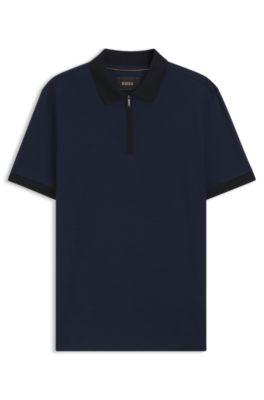 Regular-fit polo shirt in wool with zipper placket by HUGO BOSS