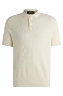 Regular-fit polo sweater in silk and cotton by HUGO BOSS
