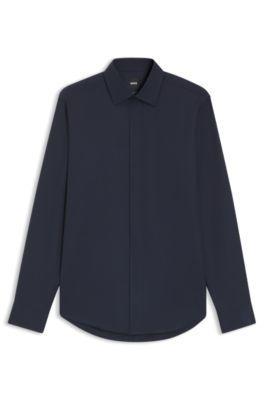 Regular-fit shirt in Italian monogrammed cotton by HUGO BOSS