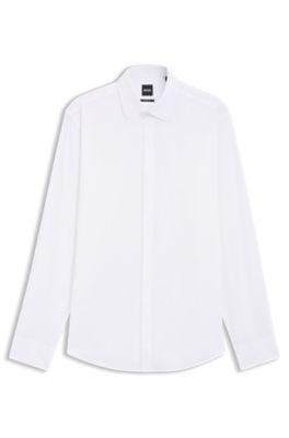 Regular-fit shirt in Italian monogrammed cotton by HUGO BOSS