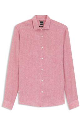 Regular-fit shirt in washed linen by HUGO BOSS
