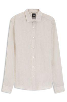 Regular-fit shirt in washed linen by HUGO BOSS
