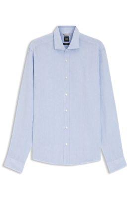 Regular-fit shirt in washed linen by HUGO BOSS